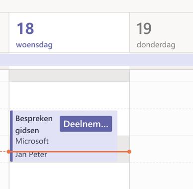 Vanuit Outlook: Je kunt ook vanuit Outlook deelnemen aan de vergadering. Klik in je Outlook-kalender om de bijeenkomst. De details openen in een apart scherm.