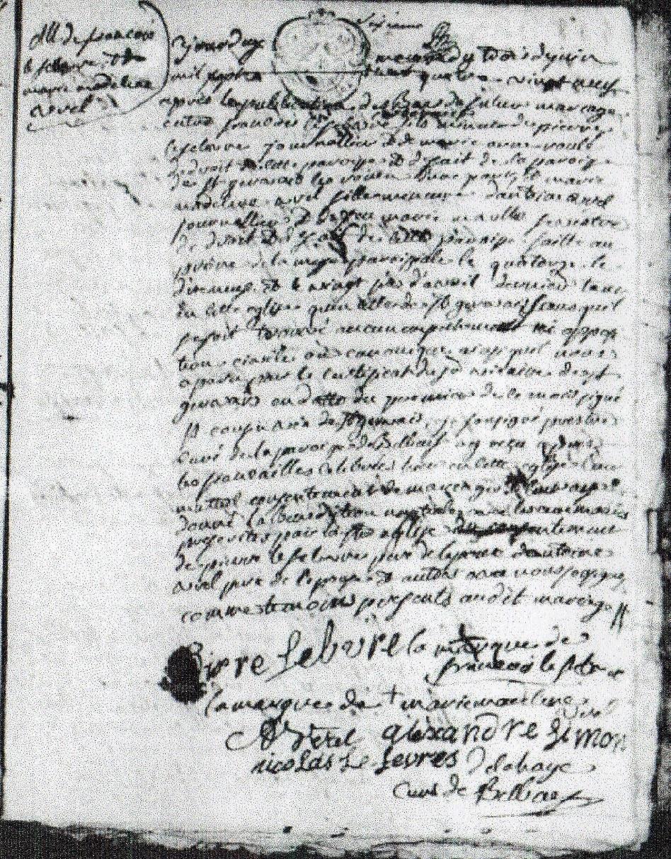 Handtekening Nicolas Le Febvre als trouwgetuige van broer in 1789 Handtekeningen vader Nicolas Le Febvre bij huwelijk kinderen HET BEGIN VAN EEN DEFINITIEVE OPLOSSING Na een