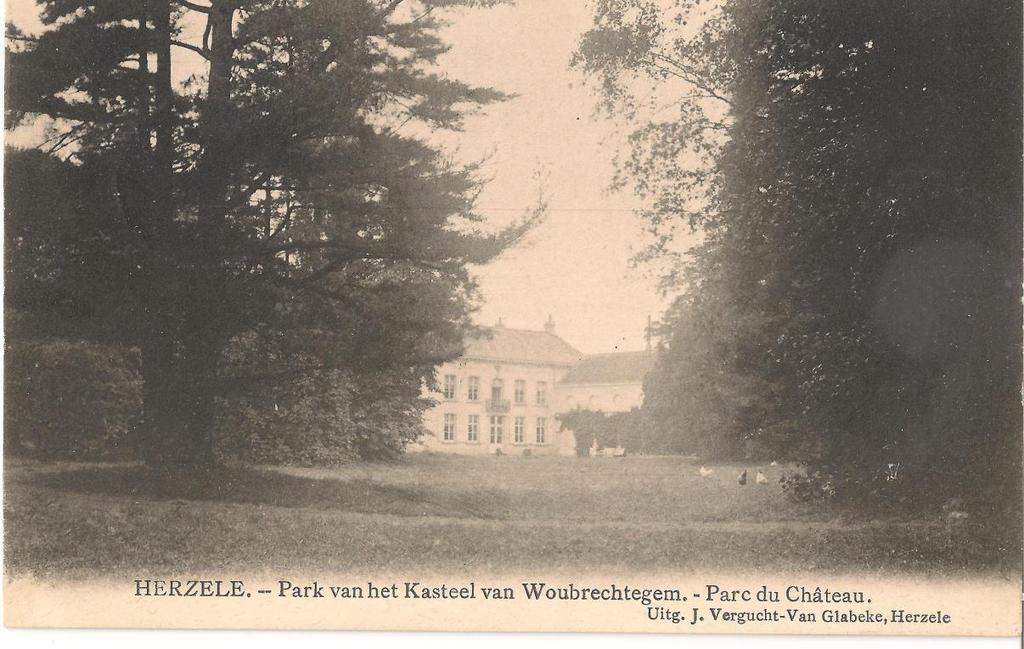 Park en tuin Zicht op het park van het kasteel, ca. 1910 (postkaart, uitg.: J. Vergucht-Van Glabeke, Herzele, verz. Alfons Labaere, Herzele).