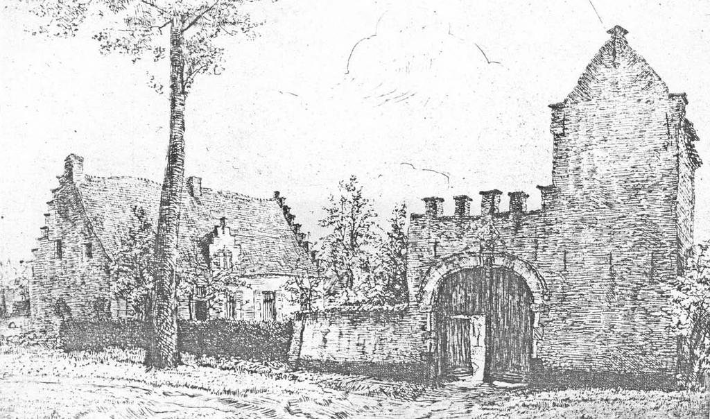 Het oude Hof ter Elst naar een pentekening van Romain Malfliet Het feodale hof ter Elst was het foncier van de heerlijkheid. De hofstede besloeg in het geheel 4 gemeten.