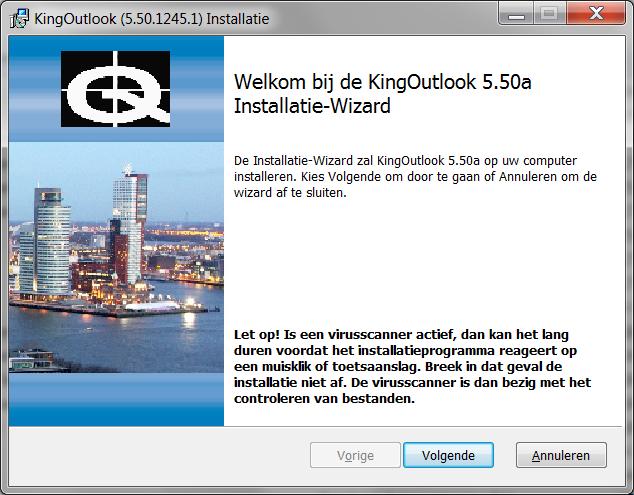 INSTALLATIE VAN KING 5.50 OUTLOOK-KOPPELING Dit document beschrijft de installatie van de King Outlook-koppeling.