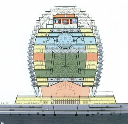 5 Ontwerp Casino Kursaal Knokke door Neutelings-Riedijk Een bolder of meerpaal. Een rond gebouw, een exterieur zonder voor-, zij- of achtergevels, resulteert telkens in een sterk beeld.