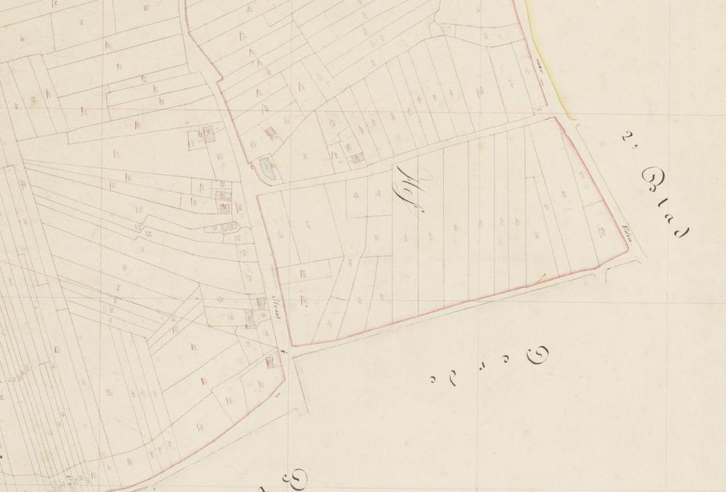 Historisch kaartmateriaal Zoals te zien is op de historische kaart van 1832 tot en met 1922 verandert er in die perioden vrijwel niets aan de indeling van de percelen (afbeelding 7 t/m 9).