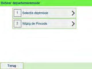 Gebruikerspincode zonder departement instellen Als u ongeautoriseerd gebruik van de frankeermachine wilt voorkomen maar geen departementen wilt gebruiken, gebruikt u de modus Gebruikerspincode zonder