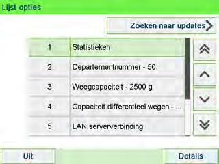 9.3 Opties beheren De lijst met opties zoeken De lijst met opties bevat de opties die daadwerkelijk zijn gedownload in uw frankeermachine en geeft de opties aan die zijn geactiveerd.