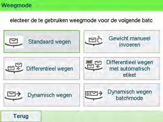 De weegmodus wijzigen De weegmode wijzigen vanaf het startscherm: 1.