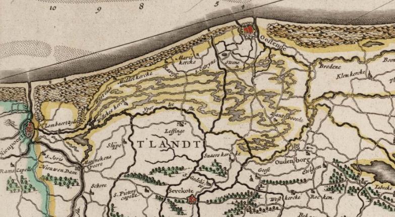 3.2.2.2 Kaart van het Brugse Vrije (Willem Janszoon Blaeu) Willem Janszoon Blaeu bracht in 1664 ook een kaart van het Brugse Vrije uit.