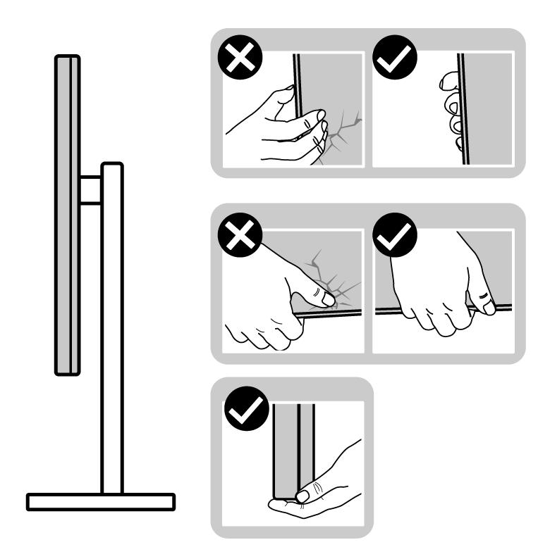 Het scherm gebruiken en verplaatsen Volg de onderstaande richtlijnen om ervoor te zorgen dat de monitor goed wordt behandeld tijdens het optillen of verplaatsen: Schakel computer en