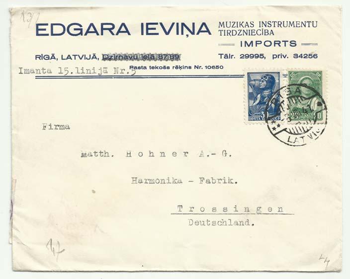 Die waren op 15 december 1940 ook in Letland ingevoerd en bleven ononderbroken voor de afzenders van brieven en kaarten bruikbaar tot 20 september 1941, zowel binnen Letland (afb.