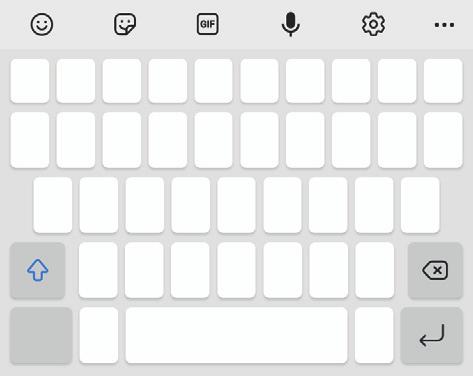 Basisfuncties Tekst invoeren Toetsenbordindeling Er verschijnt automatisch een toetsenbord wanneer u tekst invoert. Aanvullende toetsenbordfuncties gebruiken Hoofdletters invoeren.