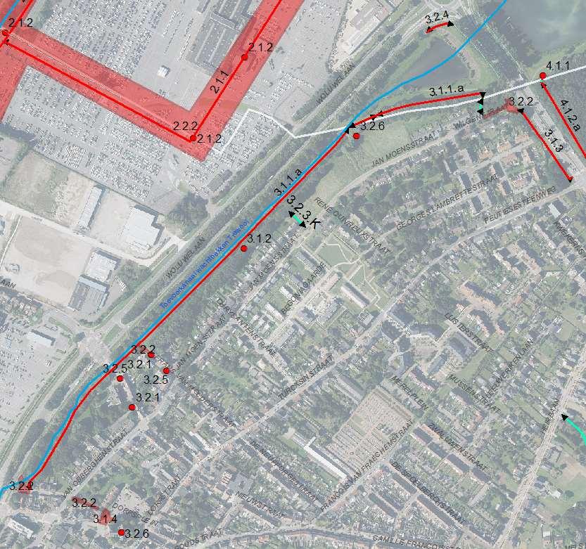 4.3.4 Deelgebied 3 Woluwegracht De Woluwegracht 24 wordt versterkt als groenblauwe recreatieve verbinding tussen de kerk van Machelen en de bekkens 25.