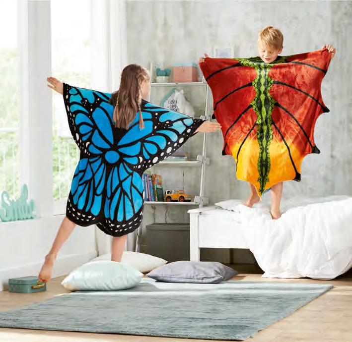 De verschillend gekleurde voor- en achterkant zorgt voor leuke afwisseling. Een mooie vlinder of draak worden is kinderspel heerlijk warm worden ook.