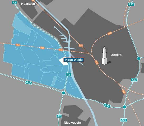 uitmaakt van Leidsche Rijn. Leidsche Rijn is een grote VINEX ontwikkelingslocatie in de gemeente Utrecht. De ligging van Hoge Weide is weergegeven in onderstaande figuur (1.1).
