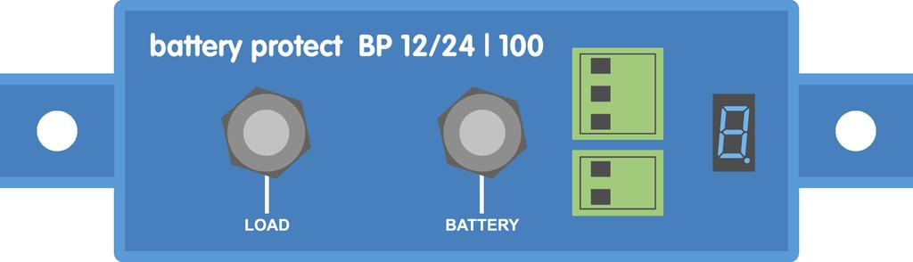 3.3.2. BatteryProtect remote aan/uit-schakelaar Het onderstaande voorbeeld toont een BatteryProtect in een eenvoudig systeem met een remote aan/uit-schakelaar, bedraad op de remote terminals.