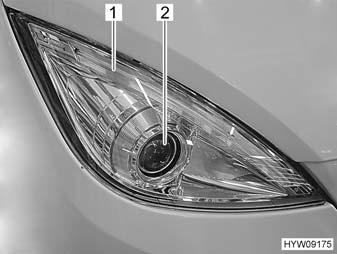 12 Klantenservice en onderhoud Koplampen voor In de koplampen voor (Afb. 190,1) zijn dagrijlicht en richtingaanwijzers geïntegreerd.