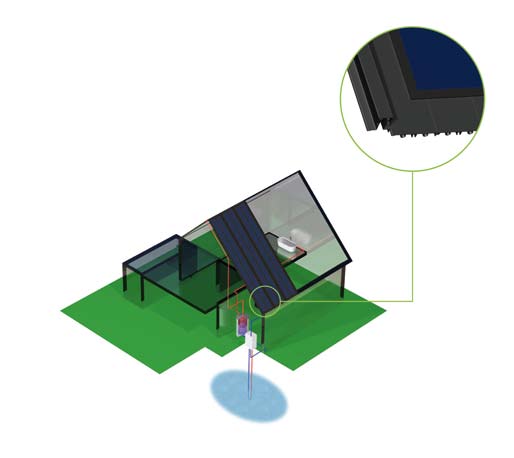 Integraal zonnedak Triple Solar is een uit aluminium panelen samengesteld zonnedak waarin in de dakplaat collector buizen zijn