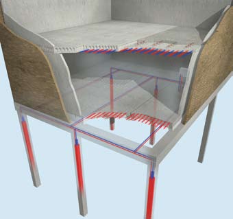Betonkernactivering Bij betonkernactivering worden in de kern van de betonnen vloer (betonkern) watervoerende leidingen aangebracht; deze houden de vloeren/plafonds op een constante temperatuur.
