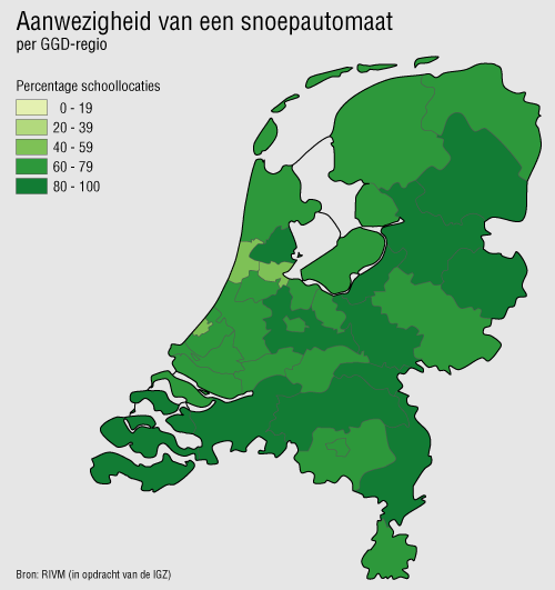 pag. 44 van 107 RIVM rapport 260412001 Thema 1 Automaten 4.1.1 Aanwezigheid van automaten Top 5 GGD-regio s met de hoogste percentages: 1. GGD Zeeland 2. GGD Eemland 3.