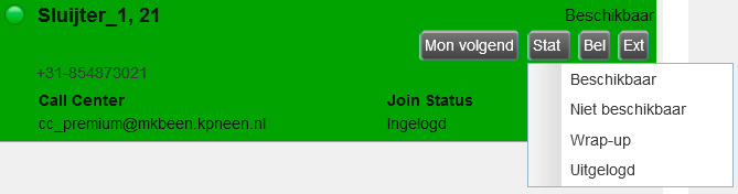 3.2 De ACD-status van een agent wijzigen 1. Houd op het tabblad Agenten de muisaanwijzer boven de agenten en klik op de knop Stat. 2.