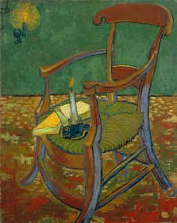 Noem vijf tegen stellingen tussen beide schilderijen: De stoel van Gauguin Vincent van Gogh, De stoel van Gauguin, Arles 1888 De stoel van