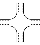 Kruispunt met gemengd verkeer in verblijfsgebied - Peer 4.5.1.