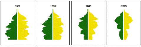 Afb. 6.2 Bevolkingsontwikkeling Sachsen-Anhalt 2008-2025 Bron: Statistisches Landesamt Sachsen-Anhalt, 5de geregionaliseerde prognose (http://www.statistik.sachsen-anhalt.