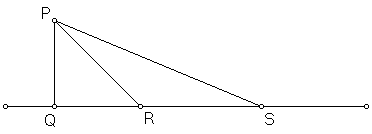 I.1.15 Lemma 4 Gegeven een lijn en een bepaald punt niet op die lijn, kan er een lijn worden getrokken door dat punt die de lijn zo doorsnijdt dat de gevormde hoek minder is dan elke eerder