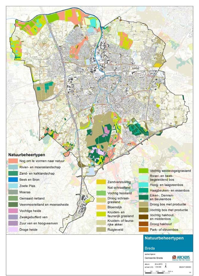 Ecologische Hoofdstructuur inclusief Ecologische verbindingszones Op Afbeelding 24 is weergegeven welke natuurbeheertypen voorkomen in de gemeente Breda.