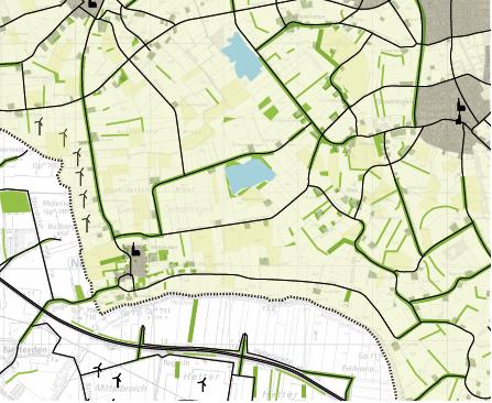 98 Bestaande parken Aan de westkant van Netterden, min of meer evenwijdig aan de Papenkampseweg, is een windturbinepark met zes turbines gepland.