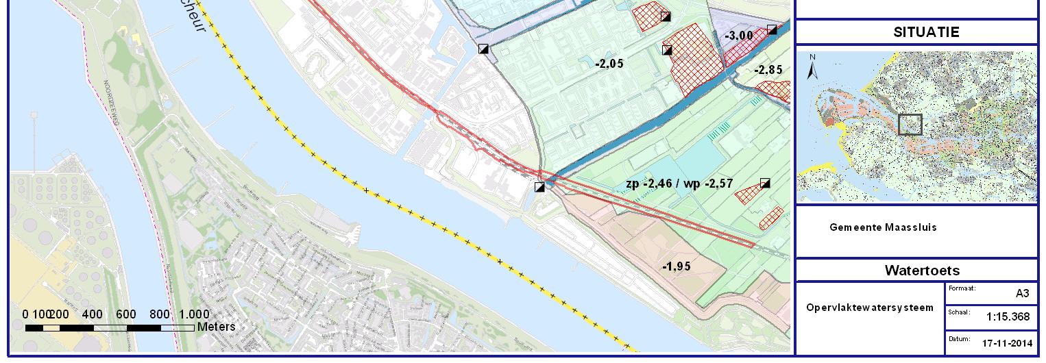 2.1 Ontwateringsdiepte Schiedam Te plaatse van het plangebied zijn geen problemen bekend met het grondwater [Figuur 5.4 uit Sdam 2014].