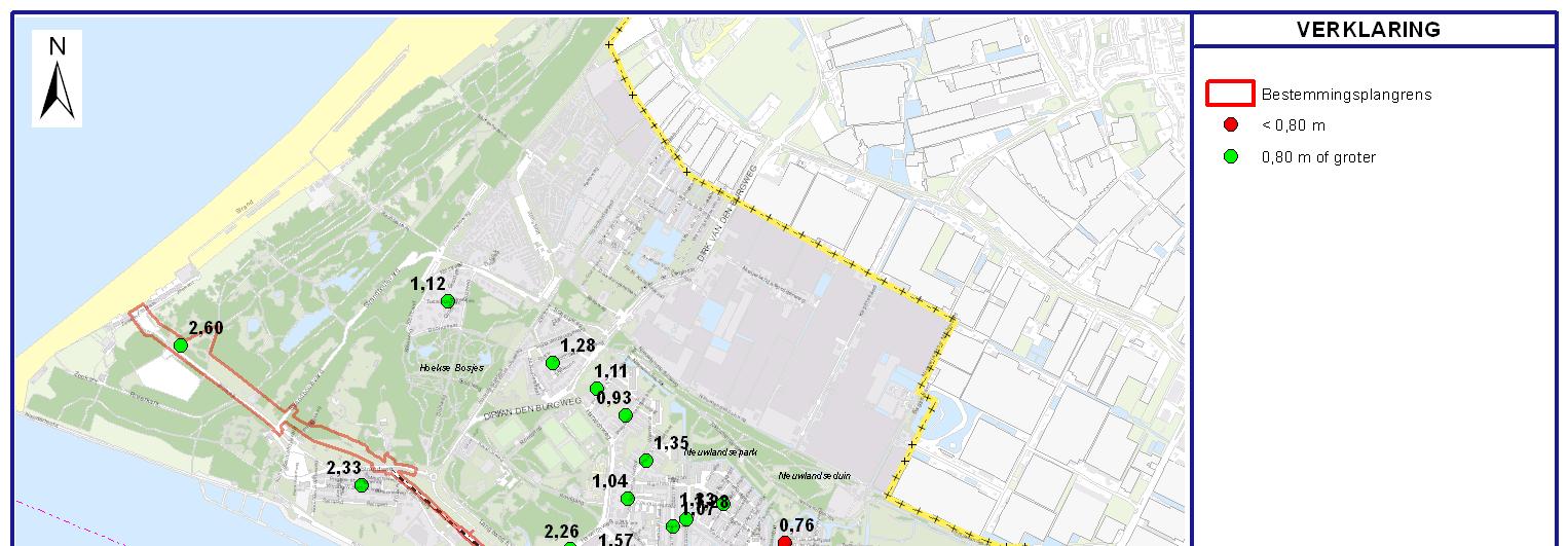 krijgen de sloten een drainerende functie. In het gebied nabij de poldergebieden van het Westland daalt het freatische niveau tot aan het polderpeil van circa NAP +0,2 à +0,3 m.