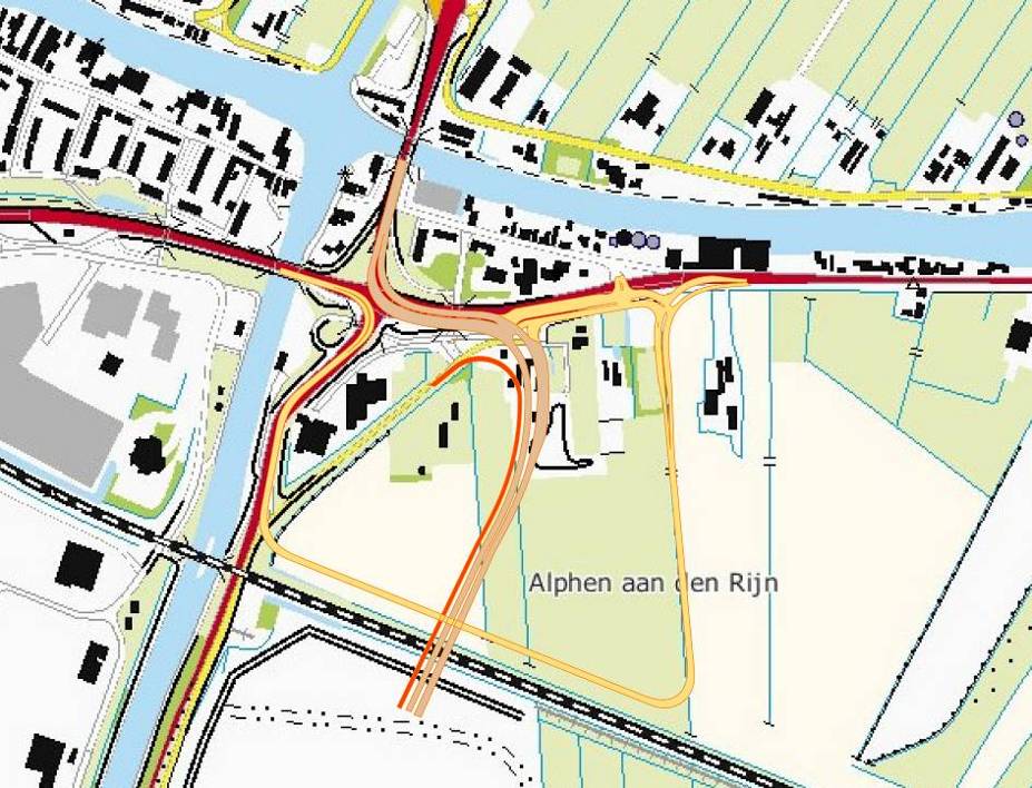 Samenvatting Figuur 1.4 Variant C voor N207 2. Variant D, met een ongelijkvloerse aansluiting van de naar het zuiden omgelegde Steekterweg op de N207.