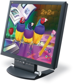 Een scherm wordt aangesloten met die stekker waarop 3 rijen pinnetjes zitten. De resolutie en het aantal kleuren wordt in windows opgegeven.