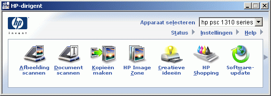 snel aan de slag Tip: Als HP Director op uw computer geen pictogrammen bevat, is er misschien iets misgegaan tijdens de installatie van de software.