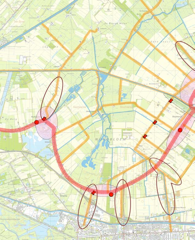 De basisvorm van het landschap rond Slochteren is te herleiden naar de dekzandruggen, die zijn gebruikt als ontginningsbasis.