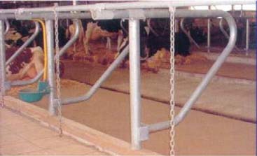Er bestaan ook afscheidingen die inschuifbaar zijn, waardoor de koeien buiten de melktijden niet schuin kunnen staan, maar wel tijdens het melken.