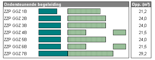 19 / 36 Het bovenstaande leidt voor alle ZZP s B tot de in figuur 3.6 weergegeven opbouw van de oppervlakte per ZZP voor de functie behandeling. Figuur 3.