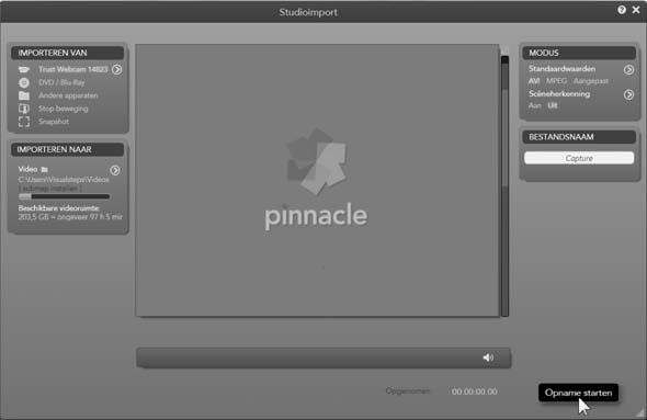 14 Aanvullende PDF Pinnacle Studio 14 Nadat u de instellingen heeft gemaakt, kunt u de opname starten: Als u het gewenste materiaal heeft opgenomen, kunt u de opname stoppen: De scènes worden door