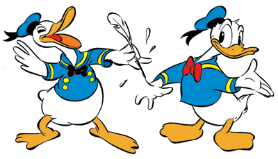 Hij werd langer, zijn snavel werd een beetje korter en zijn veren - ja, Donald had nog vleugels in de eerste tekenfilm - werden vingers.