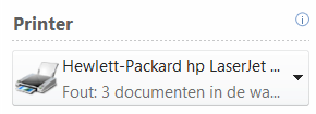 Bovenaan, naast de knop afdrukken kan je het aantal exemplaren ingeven: Eronder kan je kiezen uit de printers die op het systeem beschikbaar zijn.