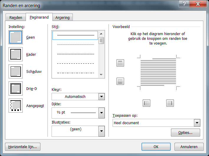 Microsoft Office 2010 - Word - Paginarand We kunnen rand de pagina een paginarand aanleggen, zoals rond dit document.