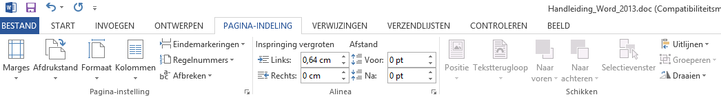 Als je de Tab knop gebruikt, spring je gelijkmatig in (steeds hetzelfde