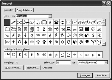 U gebruikt een symboollettertype dus niet om gewone tekst te typen, maar om af en toe een symbooltje uit het lettertype te selecteren.