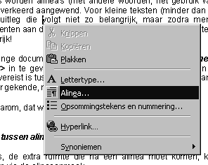 4 OPMAKEN VAN ALINEA S 4.1 Wat is een alinea? Een alinea is elk stuk tekst dat afgesloten wordt door een druk op de <Enter> toets.