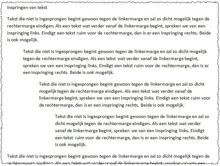 Begin met een nieuw leeg document. 2. Neem de volgende tekst over. Figuur 6.4 3. Kopieer de laatste alinea en plak deze er vijf keer onder. 4.