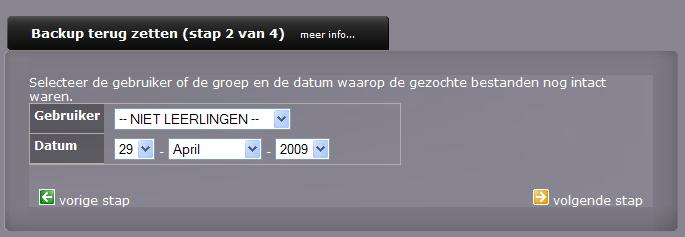 7 4. Klik op volgende stap om verder te gaan. 5. Er wordt nu gezocht naar de door data op basis van uw selectiecriteria.