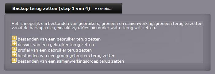 6 Let op: Dit icoon is alleen zichtbaar als u gebruik maakt van Tape Backup en Restore of. Indien u besloten hebt geen backups te maken, is dit icoon niet zichtbaar. 2.