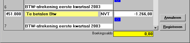 - 24-411.000 TE ONTVANGEN BTW 900,00 TEGENBOEKEN 411.001 TE ONTVANGEN BTW CRDN'S TEGENBOEKEN 150,00 411.501 HERZIENING BTW (TE ONTVANGEN) 110,00 TEGENBOEKEN 451.000 TE BETALEN BTW TEGENBOEKEN 2.