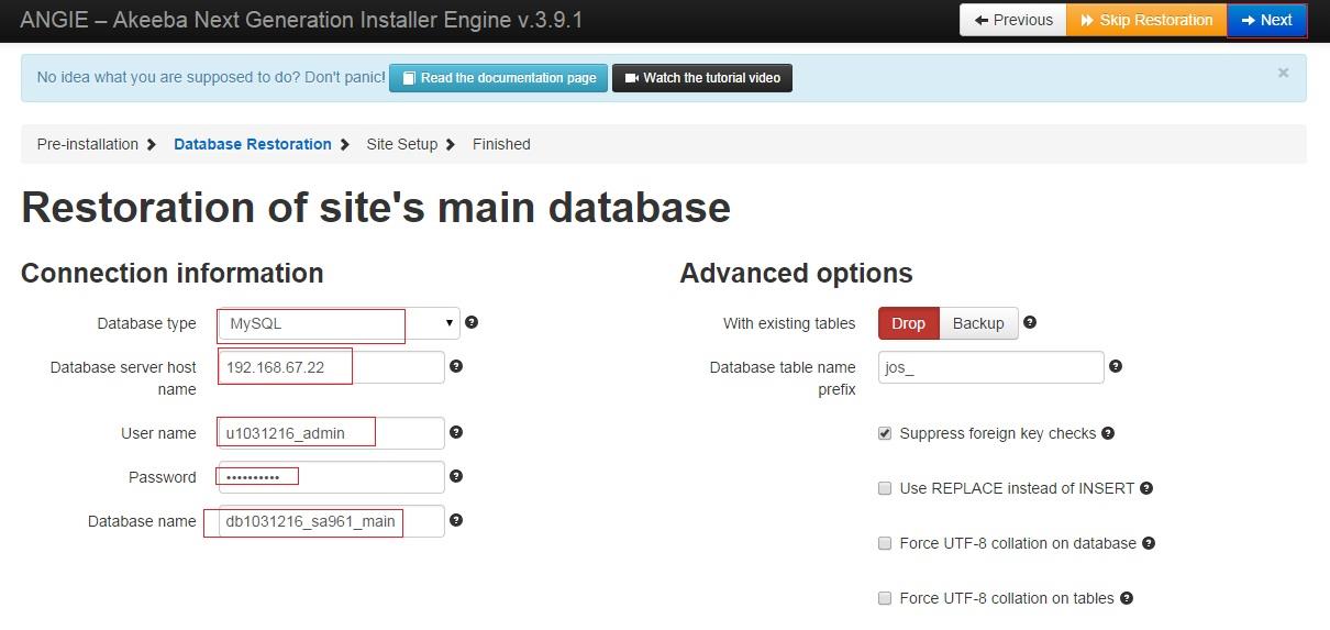 22 - Database o Username : u1031216_admin o Password : at<dd0(j f - Databasename : db1031216_sa961_main