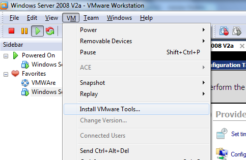 Voordat we nu verder gaan met de installatie van de Windows server, gaan we eerst VMware Tools